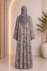 PISTA-GREEN PRINTED ABAYA