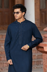 INK-BLUE BLENDED EMBROIDERED KAMEEZ SHALWAR