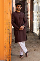 MAROON BLENDED EMBROIDERED KURTA