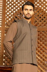 WINTER'23 MEN KAMEEZ SHALWAR WITH WAIST COAT LIGHT BROWN