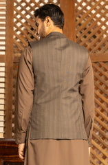 WINTER'23 MEN KAMEEZ SHALWAR WITH WAIST COAT LIGHT BROWN