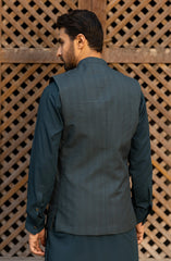 WINTER'23 MEN KAMEEZ SHALWAR WITH WAIST COAT TEAL