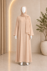 BEIGE CHIFFON ABAYA