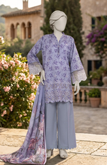 EMBROIDERED PRINTED LAWN 3PCS UNSTITCHED