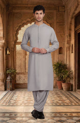 FEATHER-GREY BLENDED KAMEEZ SHALWAR