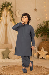 MIDNIGHT-BLUE EMBROIDERED BLENDED KAMEEZ SHALWAR