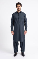 BOTTLE-GREEN BLENDED KAMEEZ SHALWAR