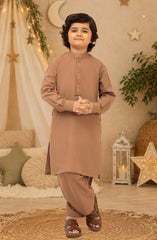LIGHT-BROWN EMBROIDERED BLENDED KAMEEZ SHALWAR
