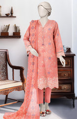 EMBROIDERED PRINTED LAWN STITCHED 3 PIECE