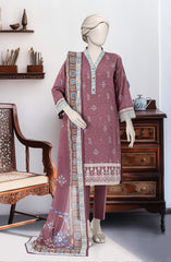 EMBROIDERED PRINTED LAWN STITCHED 3 PIECE