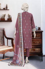 EMBROIDERED PRINTED LAWN STITCHED 3 PIECE