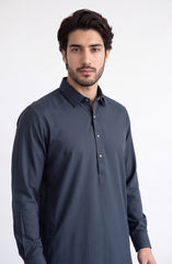 BOTTLE-GREEN BLENDED KAMEEZ SHALWAR