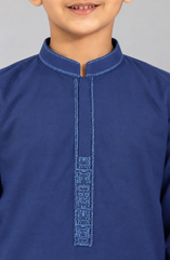 TEAL-BLUE EMBROIDERED BLENDED KAMEEZ SHALWAR