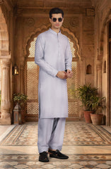 CLOUD-GREY BLENDED KAMEEZ SHALWAR