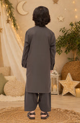 DARK-GREY EMBROIDERED BLENDED KAMEEZ SHALWAR