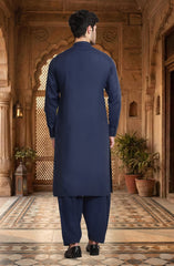 MIDNIGHT-BLUE BLENDED KAMEEZ SHALWAR