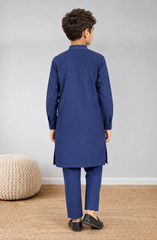 TEAL-BLUE EMBROIDERED BLENDED KAMEEZ SHALWAR