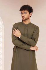 DARK-OLIVE BLENDED KAMEEZ SHALWAR