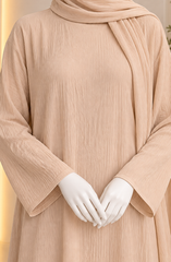 BEIGE CHIFFON ABAYA