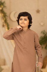 LIGHT-BROWN EMBROIDERED BLENDED KAMEEZ SHALWAR