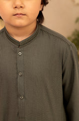 OLIVE-GREEN BLENDED EMBROIDERED KURTA