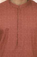 RUST 100% COTTON EMBROIDERED KURTA