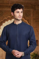 MIDNIGHT-BLUE BLENDED KAMEEZ SHALWAR