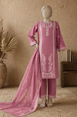 EMBROIDERED CAMBRIC STITCHED 3 PIECE
