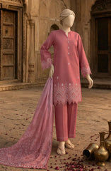 EMBROIDERED CAMBRIC STITCHED 3 PIECE