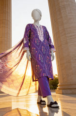 EMBROIDERED PRINTED LAWN STITCHED 3 PIECE