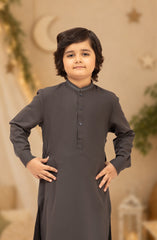 DARK-GREY EMBROIDERED BLENDED KAMEEZ SHALWAR