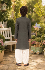 OLIVE-GREEN 100% COTTON EMBROIDERED KURTA