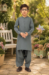TEAL-GREEN EMBROIDERED BLENDED KAMEEZ SHALWAR