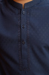 INK-BLUE BLENDED EMBROIDERED KURTA