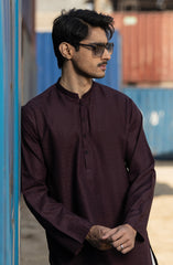 MAROON BLENDED EMBROIDERED KURTA