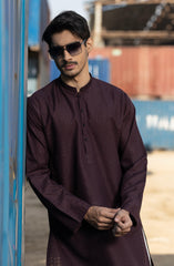 MAROON BLENDED EMBROIDERED KURTA