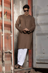LIGHT-BROWN BLENDED EMBROIDERED KURTA