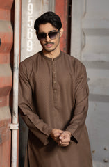 LIGHT-BROWN BLENDED EMBROIDERED KURTA