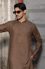 LIGHT-BROWN BLENDED EMBROIDERED KURTA