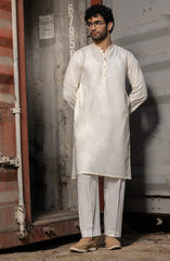 CREAM BLENDED EMBROIDERED KURTA
