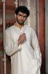 CREAM BLENDED EMBROIDERED KURTA