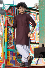 MAROON BLENDED EMBROIDERED KURTA
