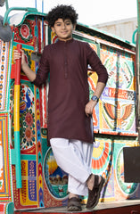 MAROON BLENDED EMBROIDERED KURTA