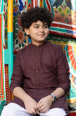MAROON BLENDED EMBROIDERED KURTA