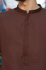 BRICK-BROWN BLENDED EMBROIDERED KURTA
