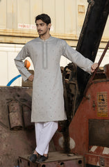 SILVER 100% COTTON PRINTED KURTA