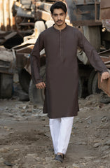 GREYISH-BROWN BLENDED EMBROIDERED KURTA