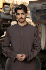 GREYISH-BROWN BLENDED EMBROIDERED KURTA