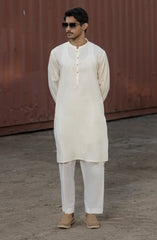 CREAM BLENDED EMBROIDERED KURTA