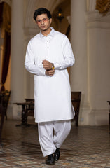 WHITE 100% COTTON KAMEEZ SHALWAR